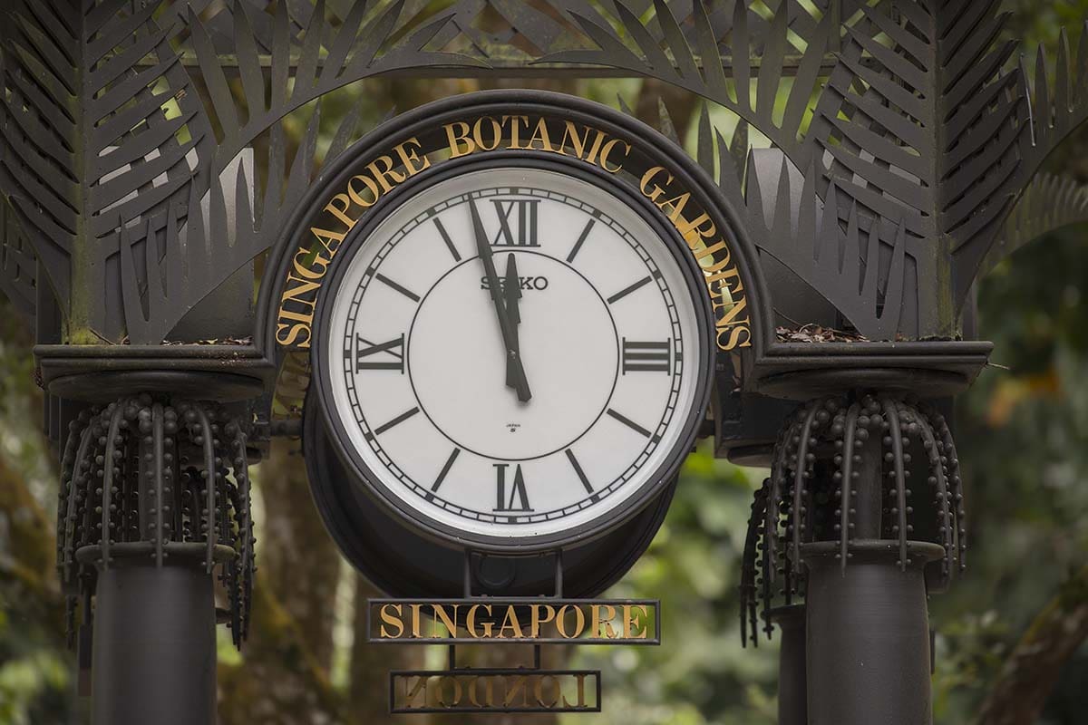 Clock at Singapore Botanic Gardens, One Day in Singapore