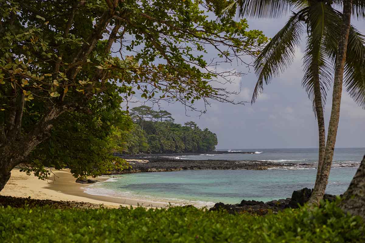 Relax on golden sands on one of Sao Tome and Princpe's beautiful beaches