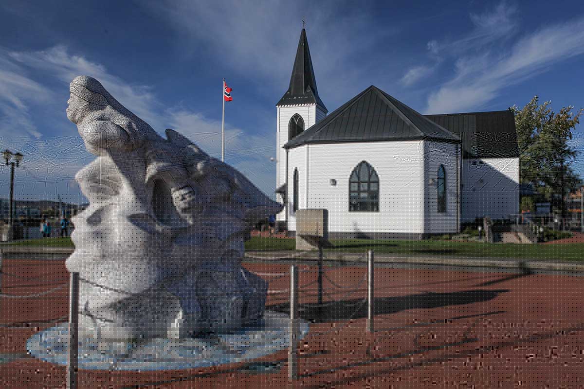 Scott Memorial and Norwegian Church in Cardiff Bay