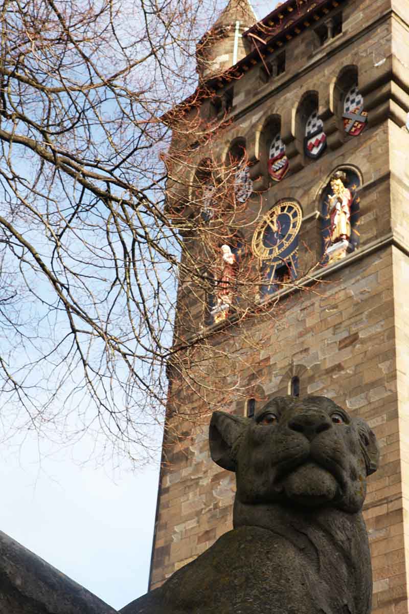 Cardiff Castle Clock Tower and Animal Wall