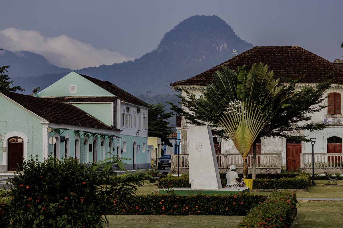 Colourful buildings in Santo Antonio - Capital of Principe